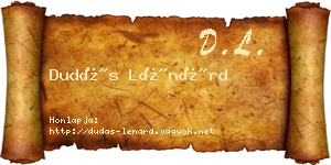 Dudás Lénárd névjegykártya